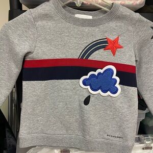 Burberry Kids Gray Sweatshirt with Red and Blue Accents
